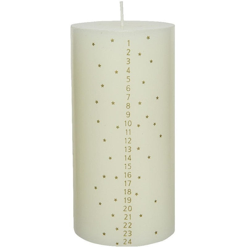Candela dell’Avvento bianca Ø7.5 × H15 cm