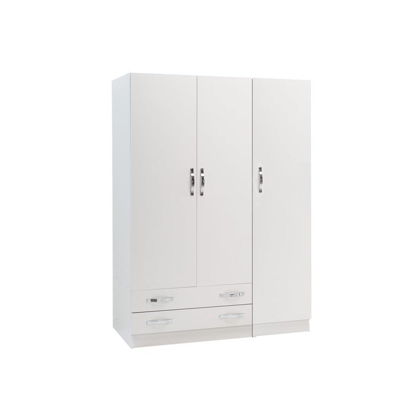 Armadio 3 ante con cassettiera  Bianco Frassinato Cm 135x52xH 210