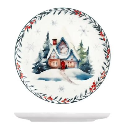 Plat à panettone Coupe Noël en porcelaine — 27 cm, 1 pièce assortie
