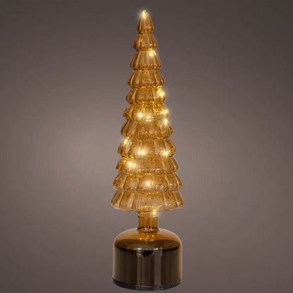 Albero di Natale girevole in vetro marrone con micro LED