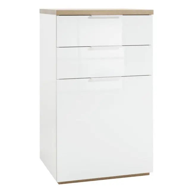 Buffet Mundi 1 porte et 2 tiroirs laqué blanc 60x50x102h cm