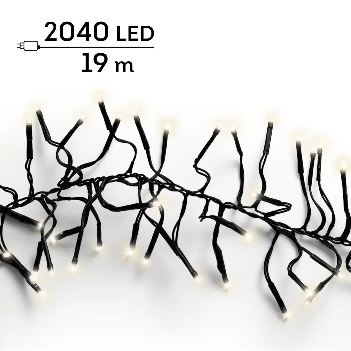 Catena luminosa LED Cluster bianco caldo da esterno 19 m