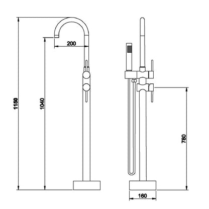 Miscelatore monocomando per vasca Dante - Nero