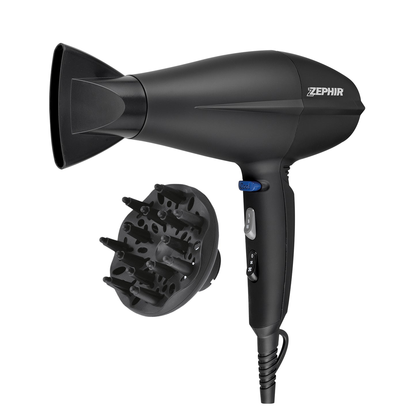 Sèche-cheveux professionnel avec ionisation et accessoires inclus