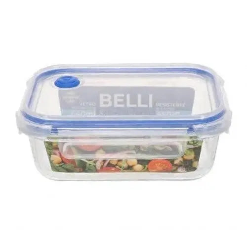Contenitore ermetico rettangolare in vetro 640 ml 18×13,5 cm