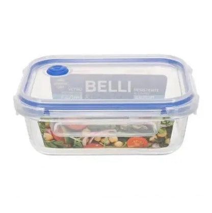 Contenitore ermetico rettangolare in vetro 640 ml 18×13,5 cm