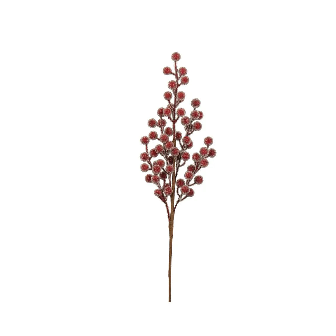 Ramo natalizio con bacche rosse effetto brinato in foam H50 cm