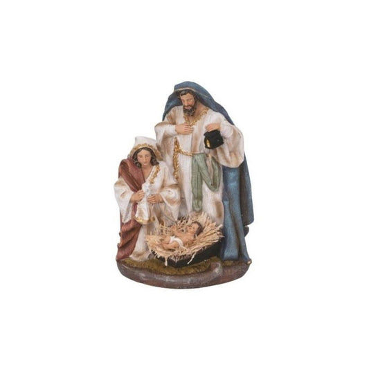 Nativité en résine H 22 cm sur socle avec manteau bleu