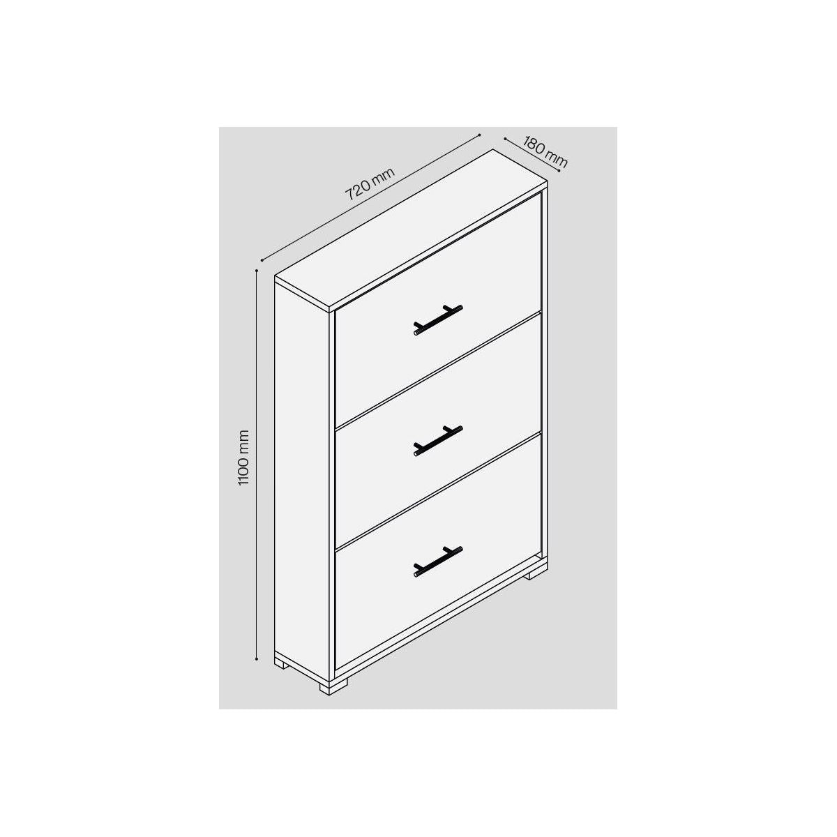 SCARPIERA 3 ANTE IN KIT BIANC CALDO  MELAMINICO DA 18MM 180X720X1100HMM