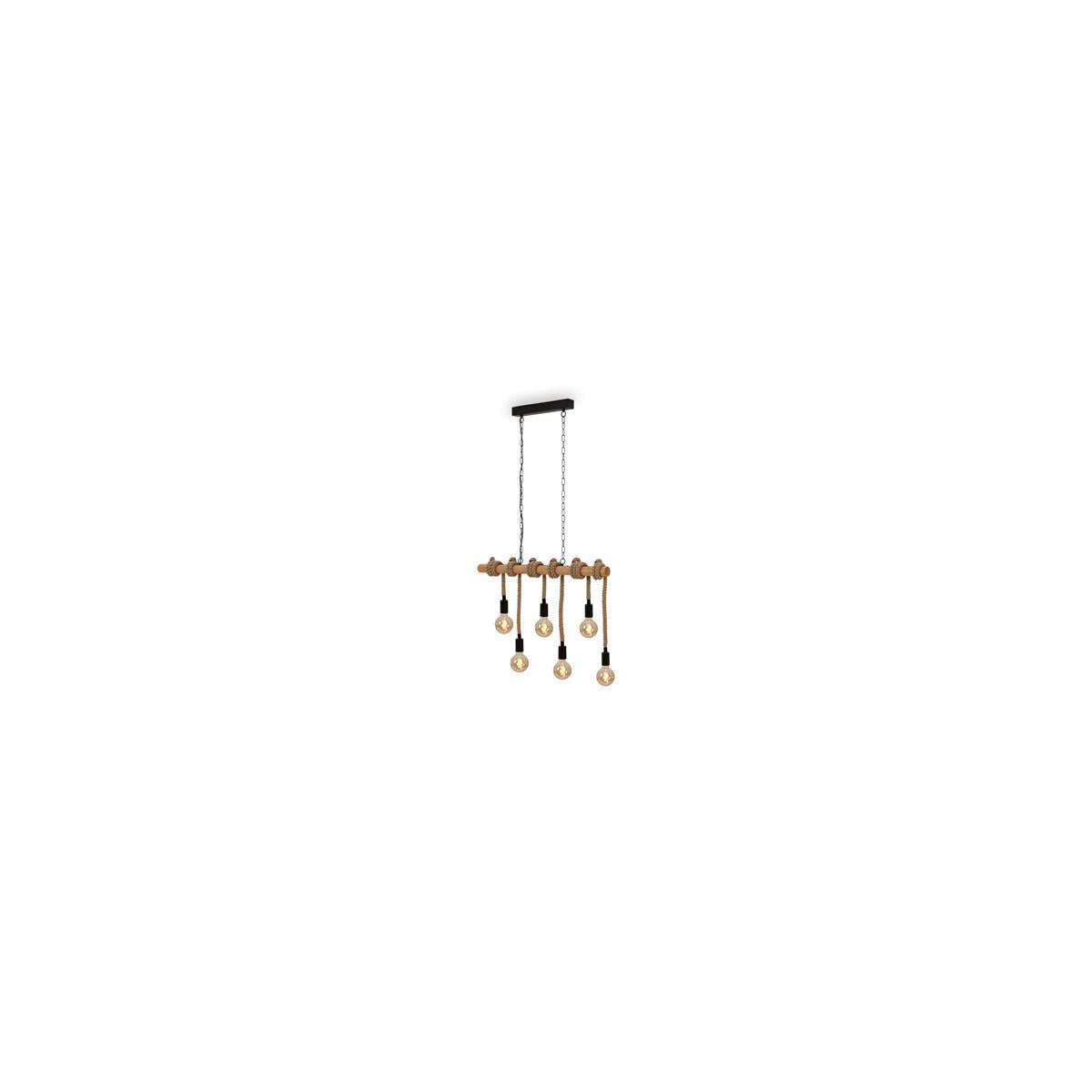 Suspension rustique 90x180 cm avec 6 E27