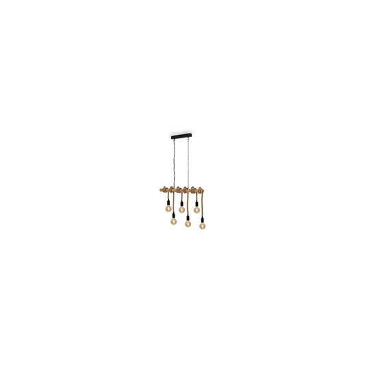 Suspension rustique 90x180 cm avec 6 E27