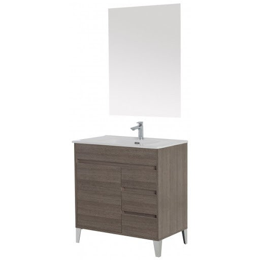 Composizione bagno Linea Mondo colore Rovere Scuro un' anta tre cassetti 82x47x h85 cm