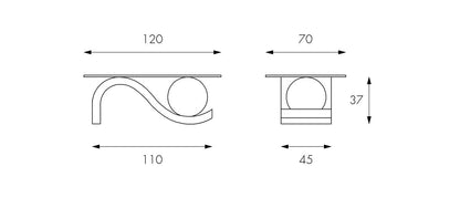 Tavolino trasparente-beige 70 cm x 120 cm H. 37 cm