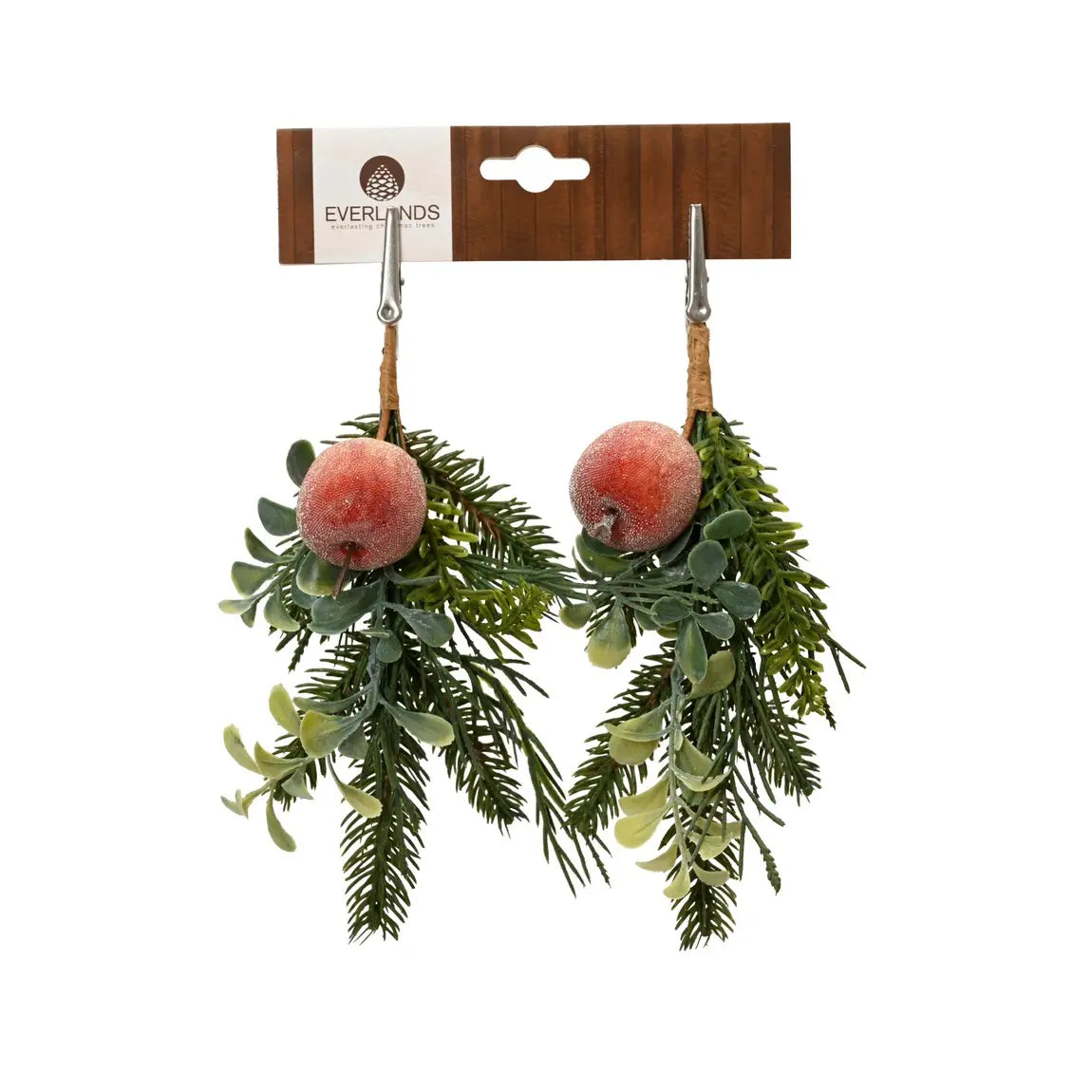Rametto decorativo con clip e mela 7 × H21 cm