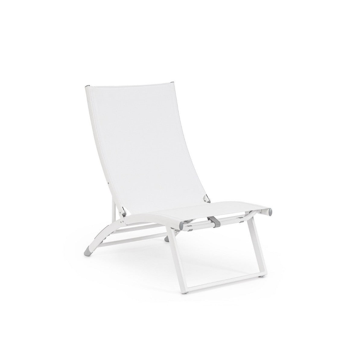 Fauteuil lounge inclinable blanc Bizzotto Taylor en aluminium et textilène 53 x 166,5 x 90 cm