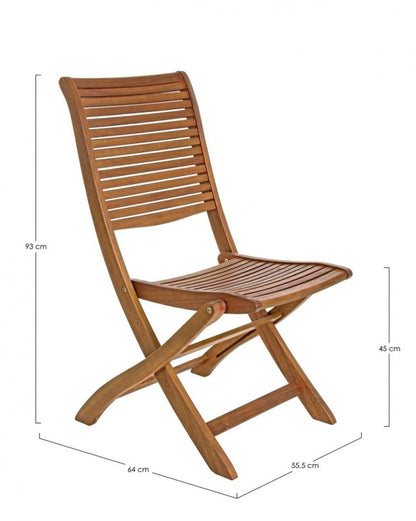 Lot de 2 chaises pliantes Noemi en bois d'acacia 64x55,5x93h cm