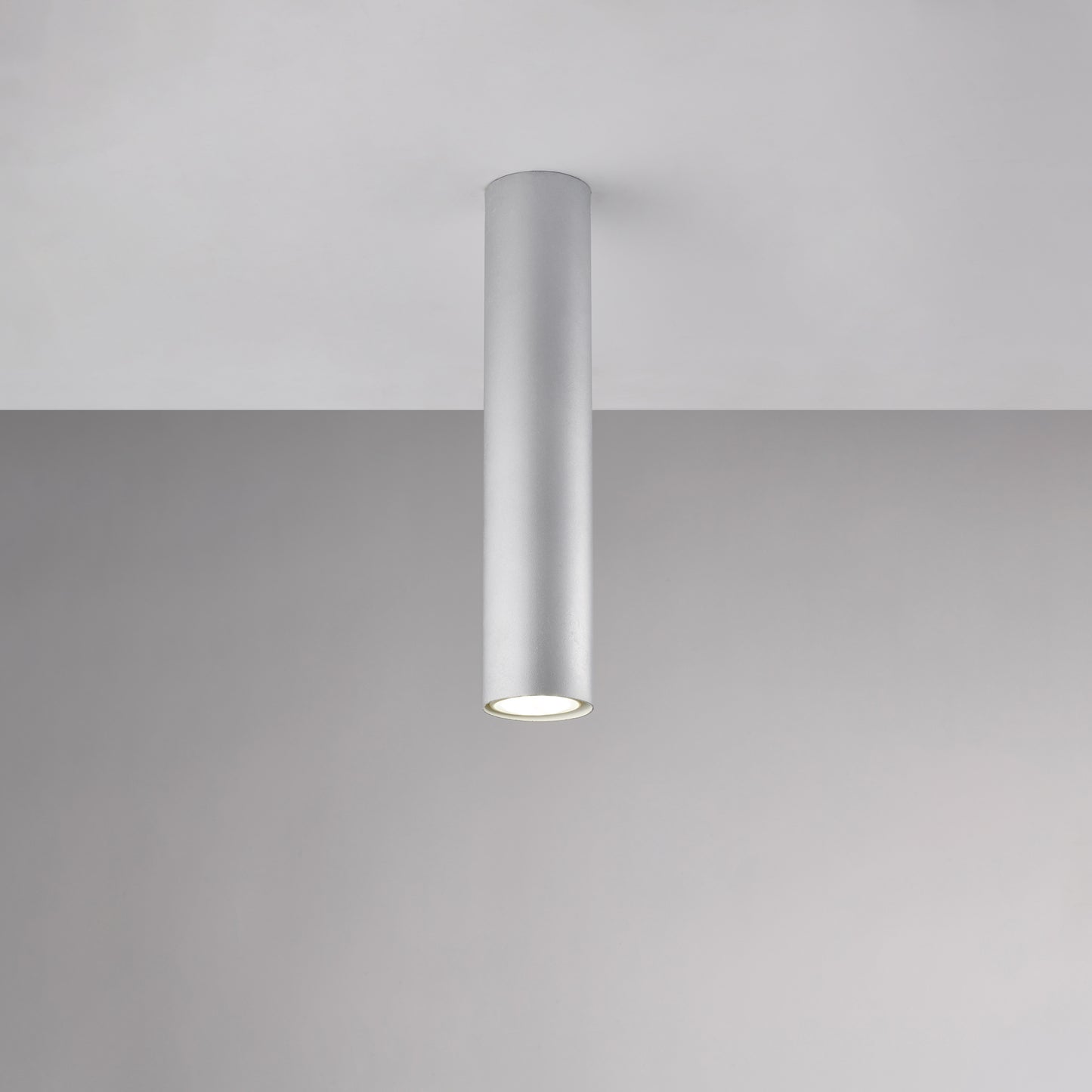 Plafonnier GU10 en fer laqué blanc décor argent vieilli 1 lumière H.30 - Ø8