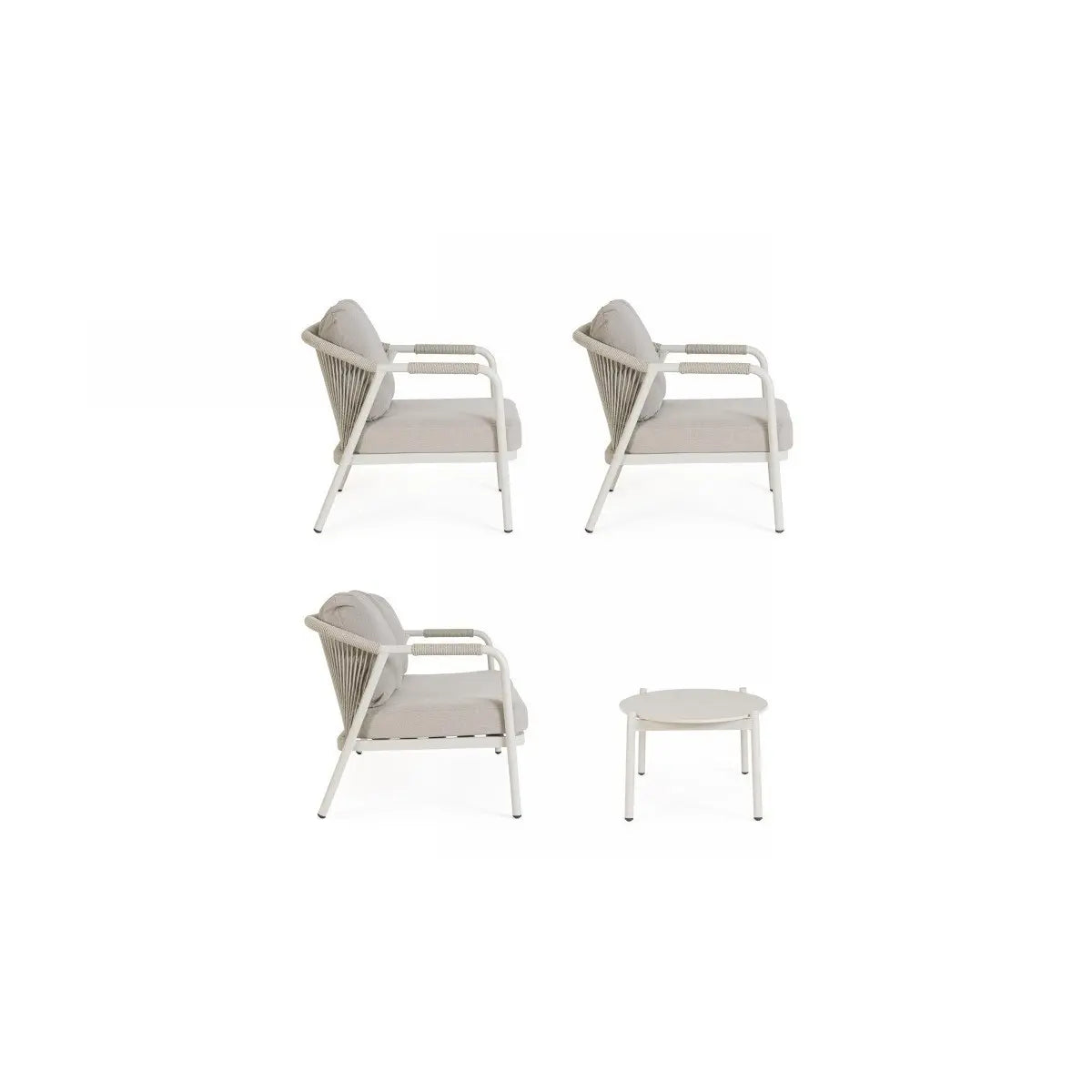 Salon de jardin Bizzotto Miravet Wall 4 places en aluminium avec table basse
