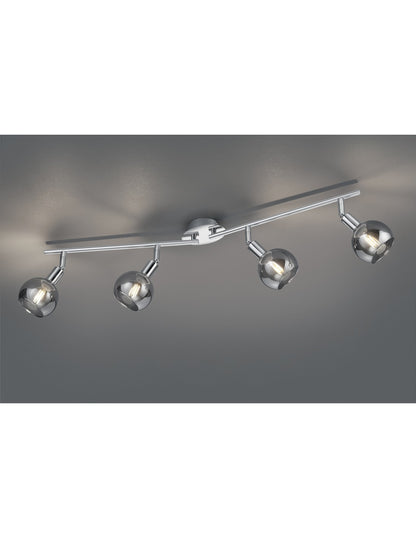 Faretto Spot Da Soffitto Brest Cromo 4 Vetri Fumé Trio Lighting