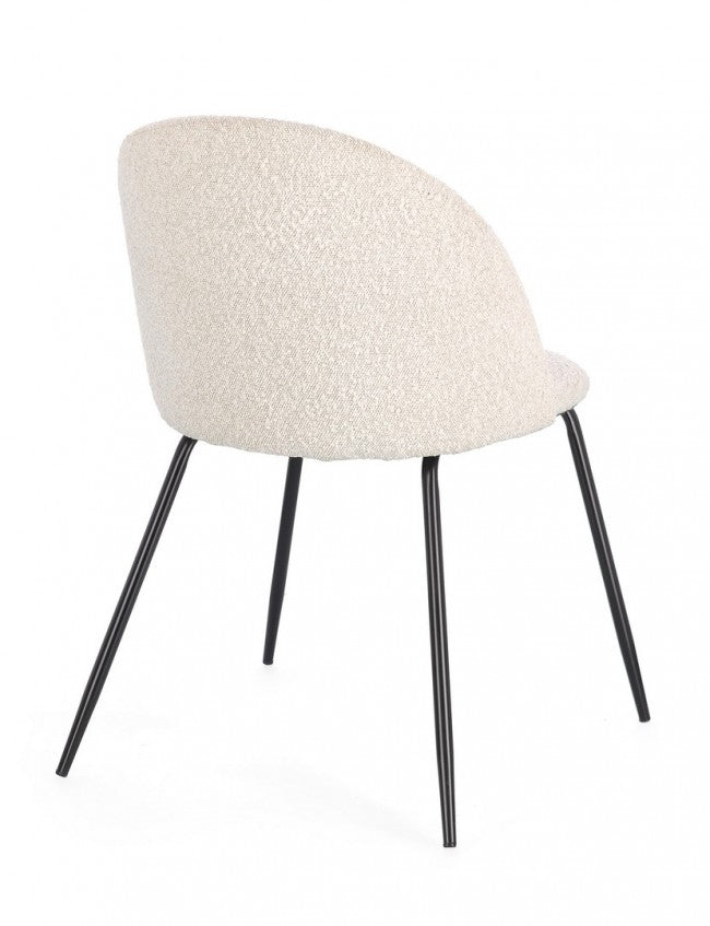 4x Sedia nera/avorio 49x55x77h 46h1 in bouclé