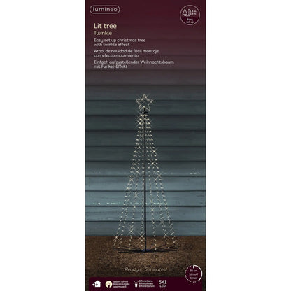 Albero di Natale LED a cono da esterno Ø80 × H180 cm bianco caldo con 8 funzioni