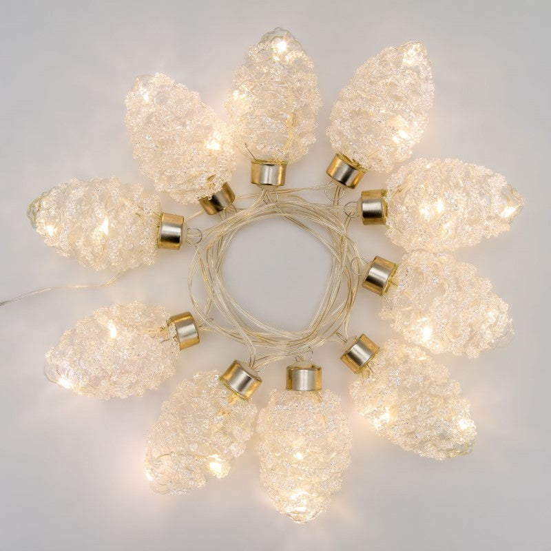 Chaîne de 10 pommes de pin 20 MicroLEDs 2,5m