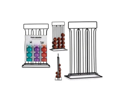 Porte-capsule pour 36 places en acier noir 10 x 38 x 24,8h cm