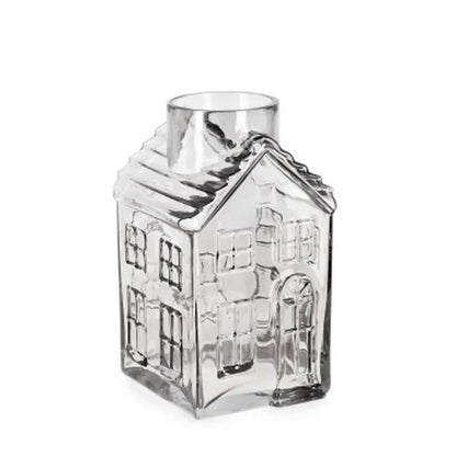 Vaso Bellwyn in vetro grigio a forma di casa 13 × H21,5 cm