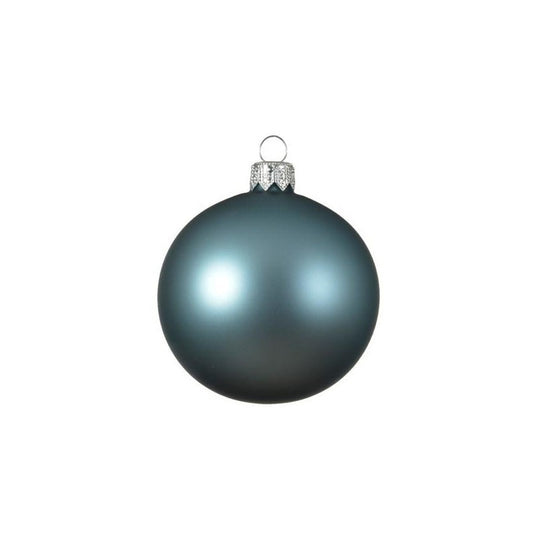 Set 6 palline di Natale in vetro celeste opaco Ø6 cm