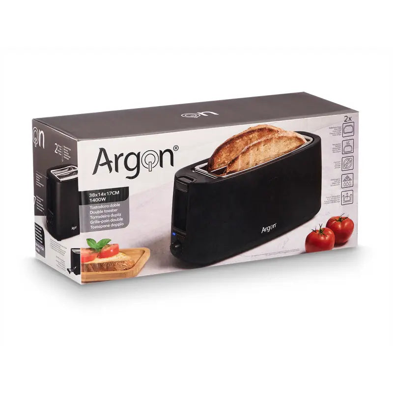 Grille-pain long noir double 1400W