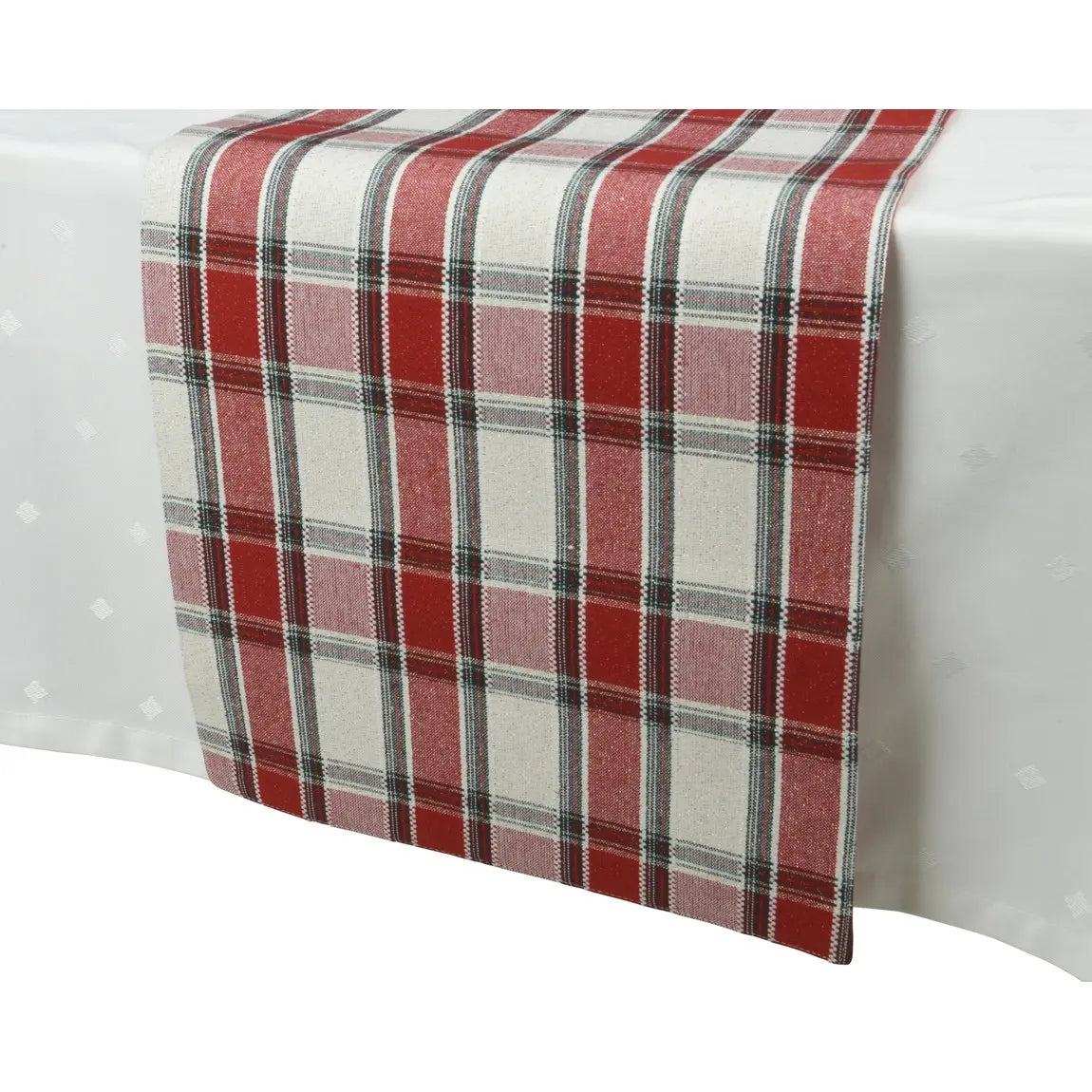 Runner da tavola a quadri verde e rosso 150 × 30 cm