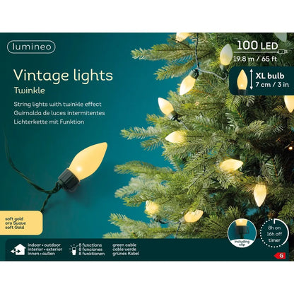 Catena luminosa LED Vintage verde e oro da esterno 19,8 m