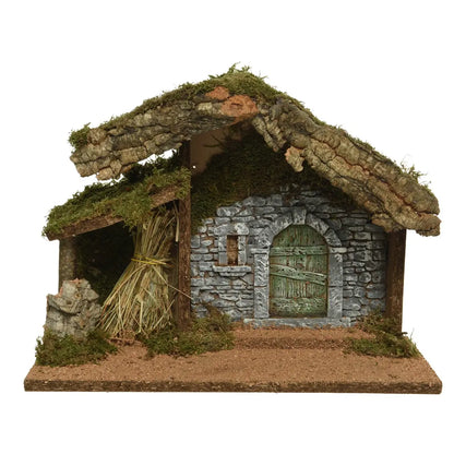 Capanna per presepe in legno con LED 32 × 17 × H27 cm