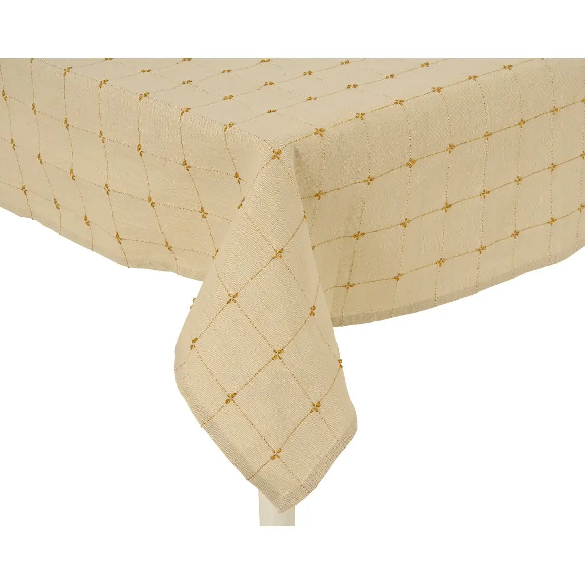 Tovaglia ecrù con decorazioni oro 140 × 240 cm
