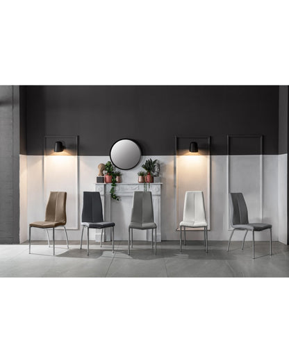 4x Sedie in similpelle grigio scuro con gambe grigio scuro – Viva