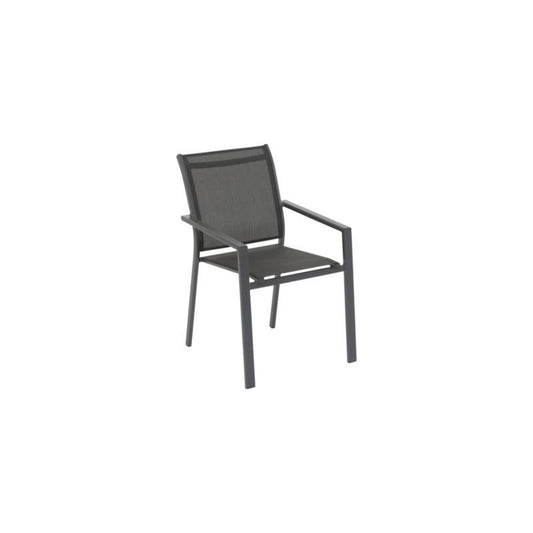 Sedia con braccioli impilabile Essentia alluminio antracite grafite cm 56x63x88h