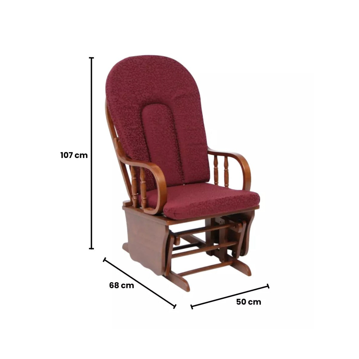 Chaise à bascule Douglas bordeaux 68x50x107h cm