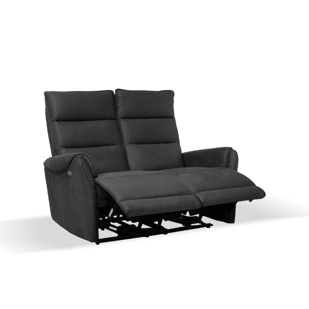 Canapé 2 places avec 2 fauteuils inclinables électriques effet nubuck gris 135 x 98 x 109 cm