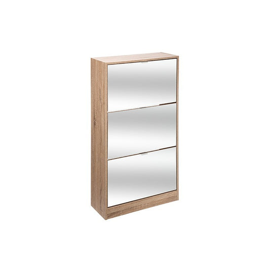 Scarpiera salvaspazio Wood & Mirror – 3 cassetti, finitura Naturale