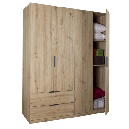 Armoire avec 4 portes et 2 tiroirs 162x58 cm chêne artisanal