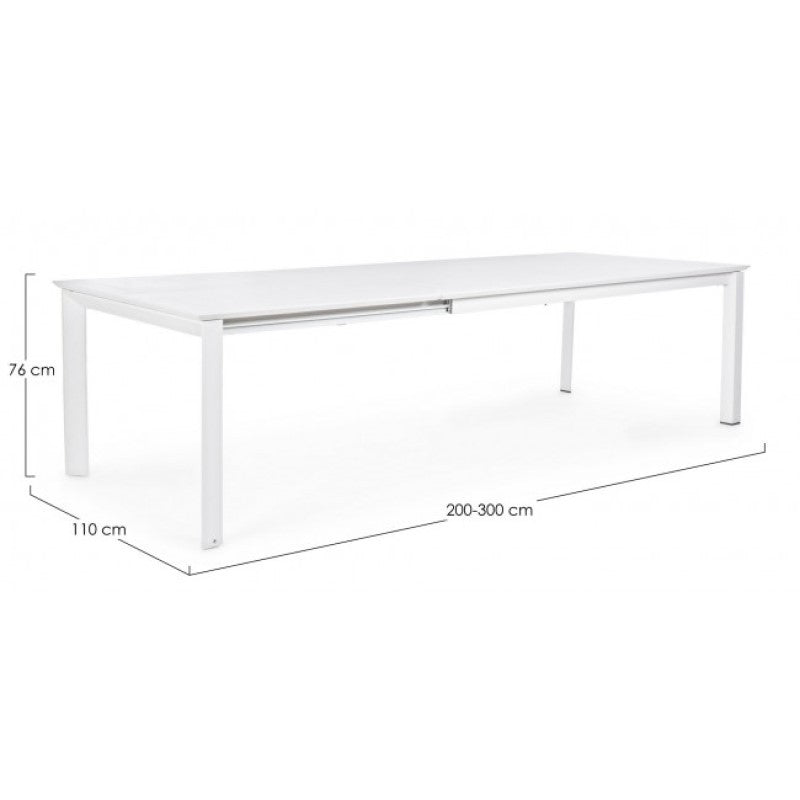 Table Konnor en aluminium blanc 200-300x110x76h cm