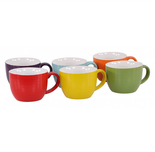 Tasse à petit-déjeuner colorée Ø11 cm avec reliefs de couleurs assorties