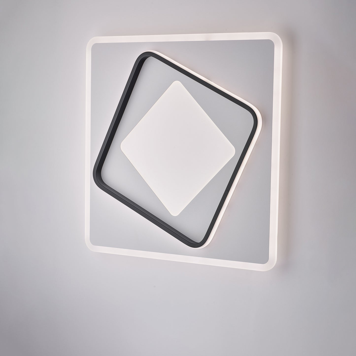 Plafoniera Quadrata in Metallo e Alluminio Bianco e Nero con LED CCT