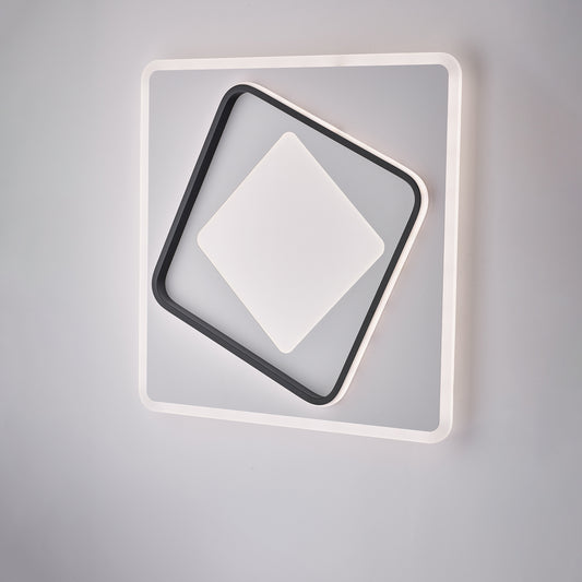 Plafoniera Quadrata in Metallo e Alluminio Bianco e Nero con LED CCT