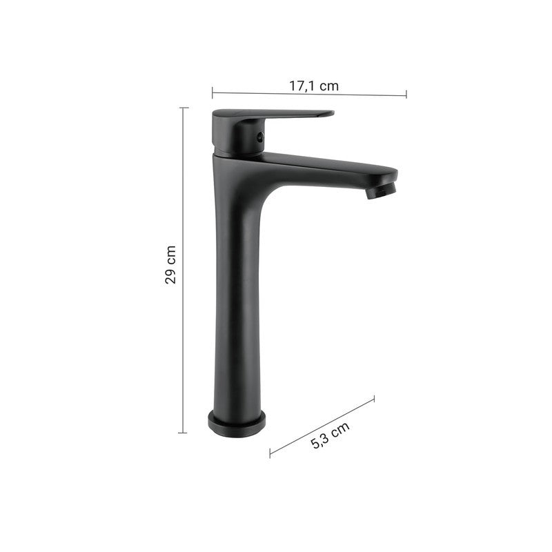 Miscelatore Como alto per lavabo nero matt 29 x 5,3 x 17,1 cm