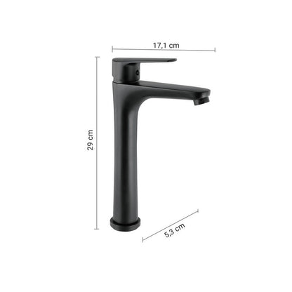 Miscelatore Como alto per lavabo nero matt 29 x 5,3 x 17,1 cm