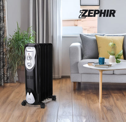 Radiateur d'huile à 9 éléments. 2000w avec thermostat réglable