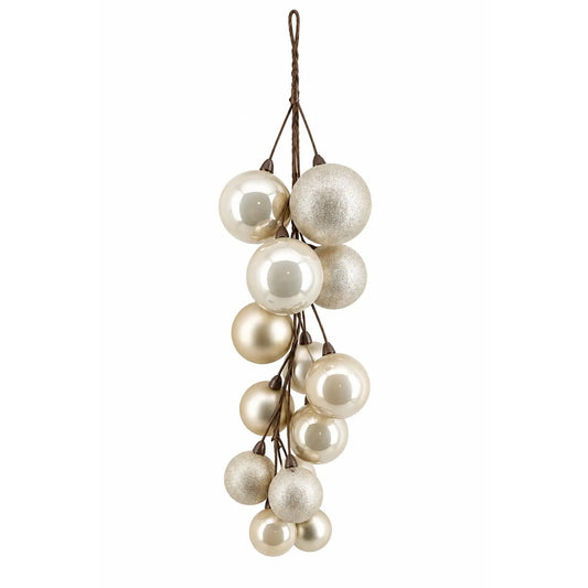 Grappe de boules de Noël crème incassables 16 × 16 × H46 cm