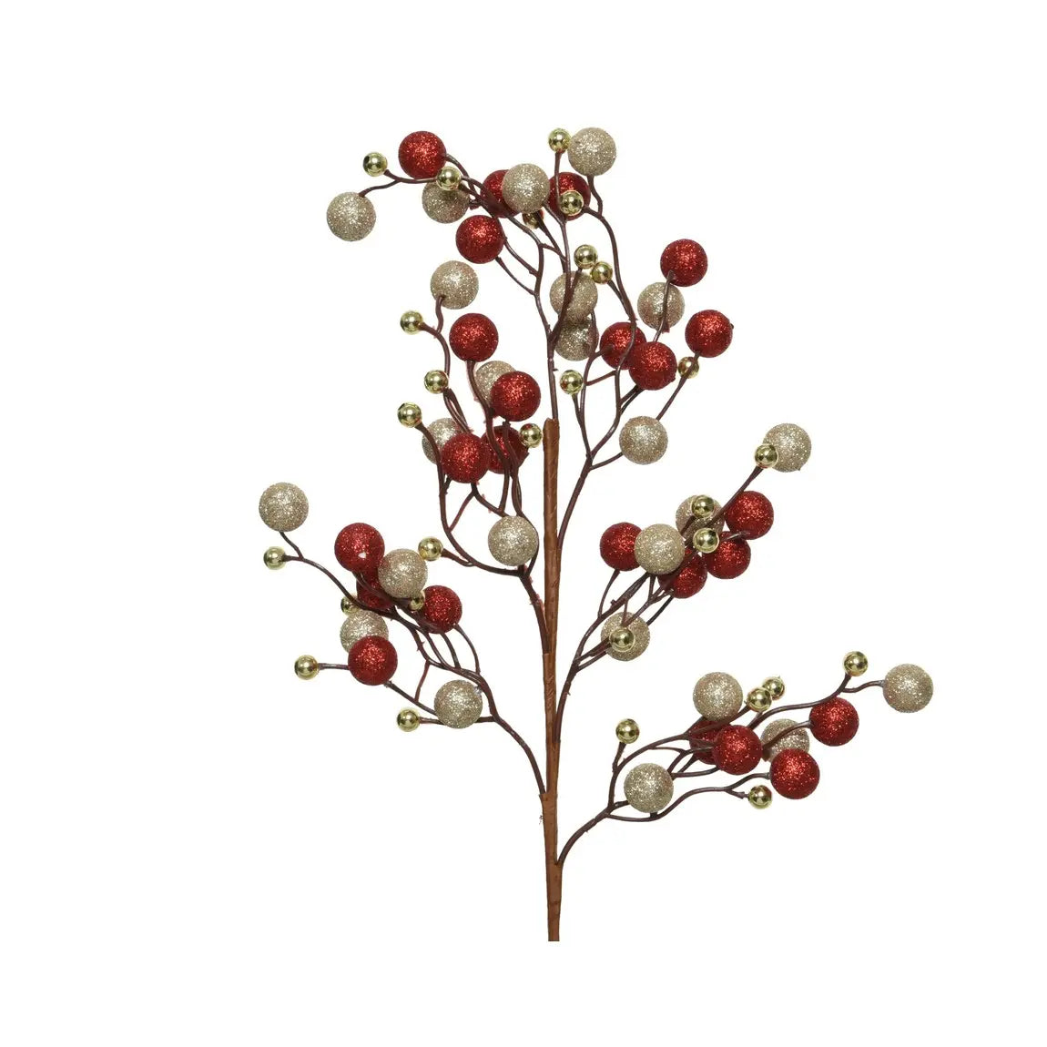 Ramo natalizio con bacche in foam bianche e rosse H60 cm