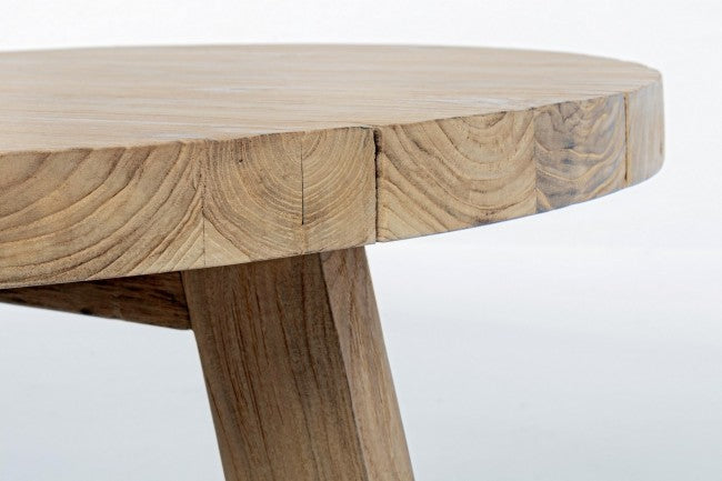 Tavolino rotondo in legno di teak D.80x40h
